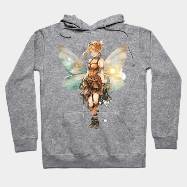 Watercolor Steampunk Fairy Girl #6 Hoodie by Chromatic Fusion Studio